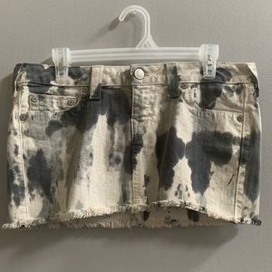 True Religion Acid Wash Distressed Mini Skirt